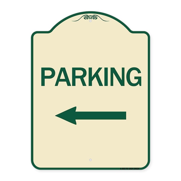 Parking With Left Arrow Heavy-Gauge Aluminum Architectural Sign, 24" x 18", TG-1824-24624